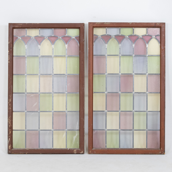 FÖNSTER, 1 par, med blyglas, tidigt 1900-tal
