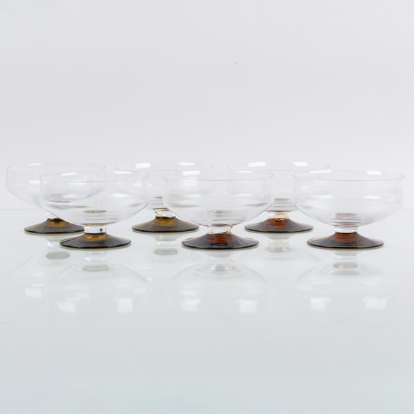 DESSERTSKÅLAR, 6 st, glas, 1900-talets andra hälft