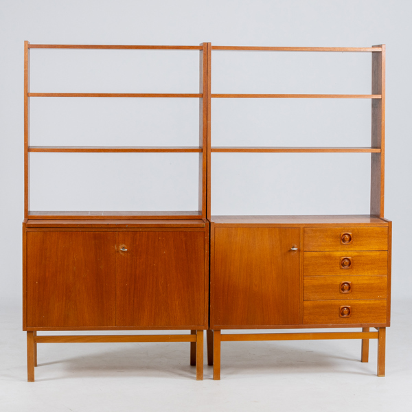 BOKHYLLA, 2 sektioner, 1950-/60-tal