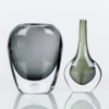 VASER, 2 st, glas, bla Orrefors, 1900-talets mitt