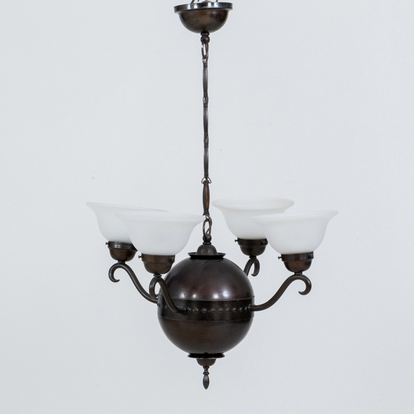 TAKPLAMPA, patinerad metall, 1920-/30-tal