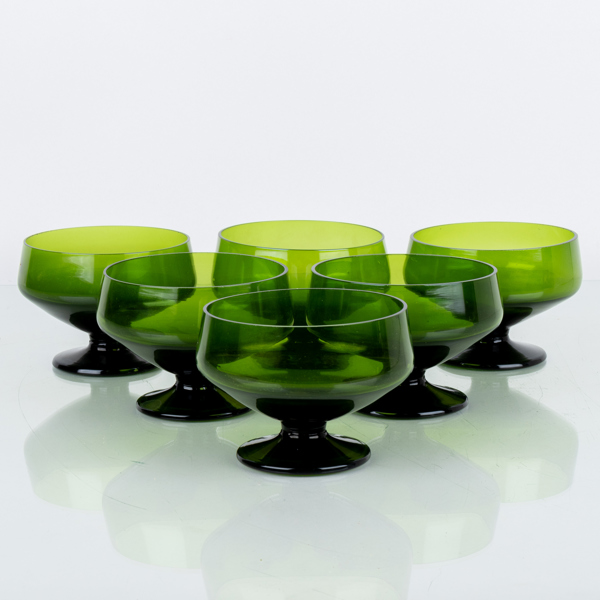 DESSERTSKÅLAR, 6 st, glas, 1900-tal
