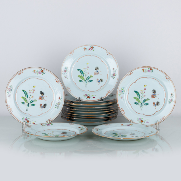 TALLRIKAR, 15 st, porslin, Kina, Qianlong (1736-1795)