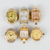 ARMBANDSUR, 6 st, gulddoublé, bla Fleurier, Royal, Gruen, Svalan, 1900-tal