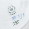 ROYAL COPENHAGEN, 6 st chokladkoppar med fat och assietter, porslin, "Musselmalet", nr 703 samt 573