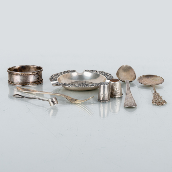 SAMLING SILVERFÖREMÅL, 8 st, silver, 1800-/1900-tal