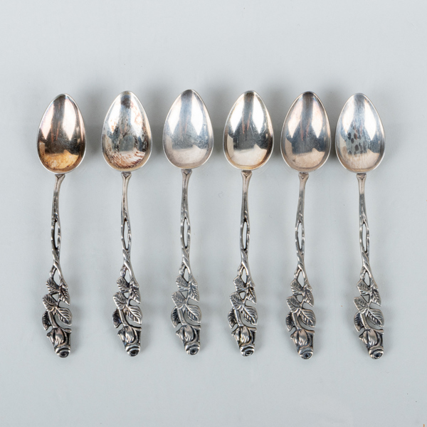 KAFFESKEDAR, 6 st, silver, tot vikt ca 64 g