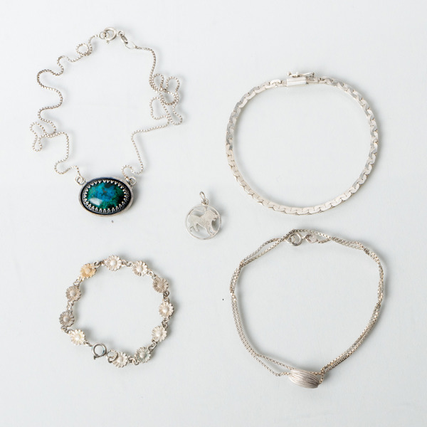 SILVERSMYCKEN, 5 del, bla collier och armband