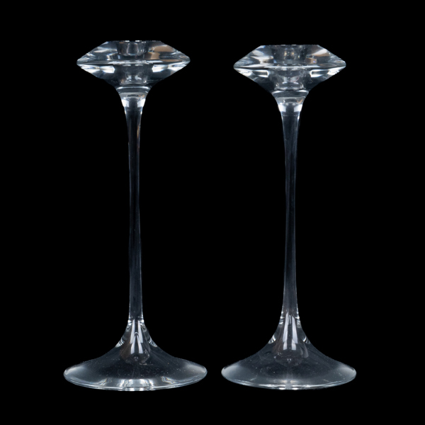 KJELL ENGMAN, 1 par ljusstakar, glas, Kosta Boda