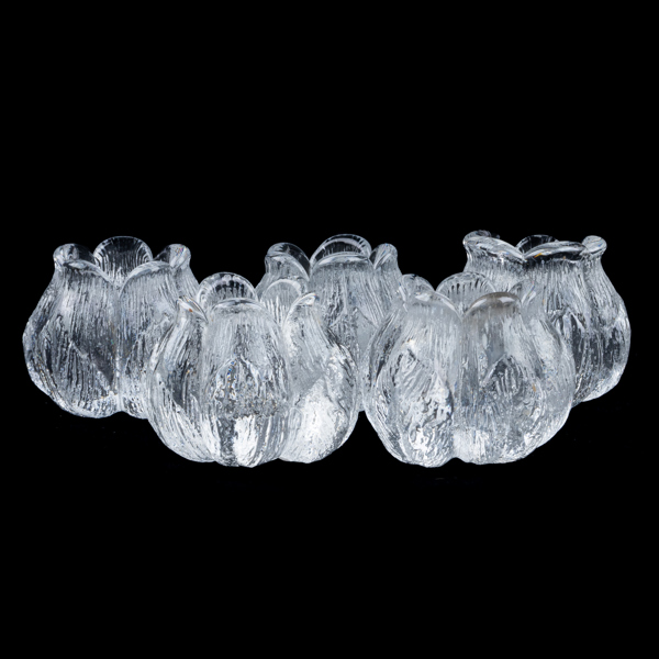 MATS JONASSON, 5 st ljuslyktor, glas, "Rosenknopp", Kosta Boda