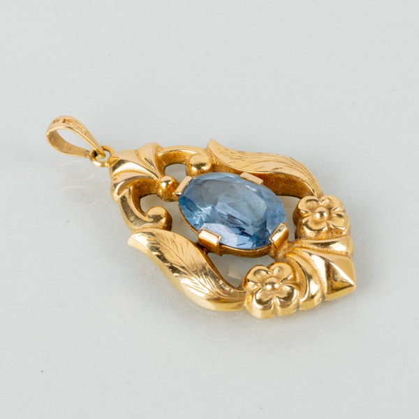 HÄNGE, 18k guld, med akvamarin, GD & Co, 1900-talets mitt