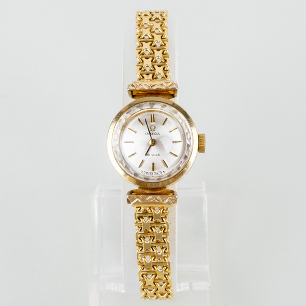 ARMBANDSUR, Omega De Ville, 18k guld resp doublé, armlänk med svenska stämplar ÄSA 1974