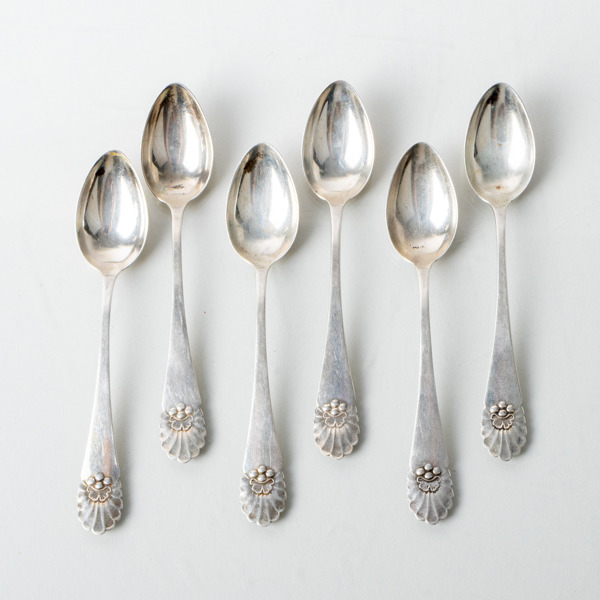 KAFFESKEDAR, 6 st, silver, KG Markströms Guldsmeds AB, Uppsala 1930