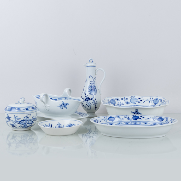 SERVISDELAR, 6 st, porslin, lökmönstret, Meissen, Tyskland, 1900-talets andra hälft
