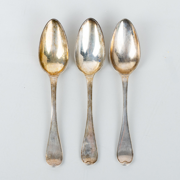 GUSTAF OTTO SJÖBERG, 3 st matskedar, silver, "Gammal svensk", Falun 1816 och 1819