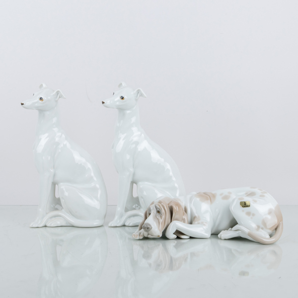 FIGURINER, 3 st, porslin, bla Lladro, Spanien, 1900-talets andra hälft
