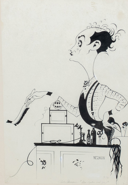EINAR NERMAN (1888-1983), tuschteckning, karikatyr av Gösta Ekman, signerad och daterad 1936