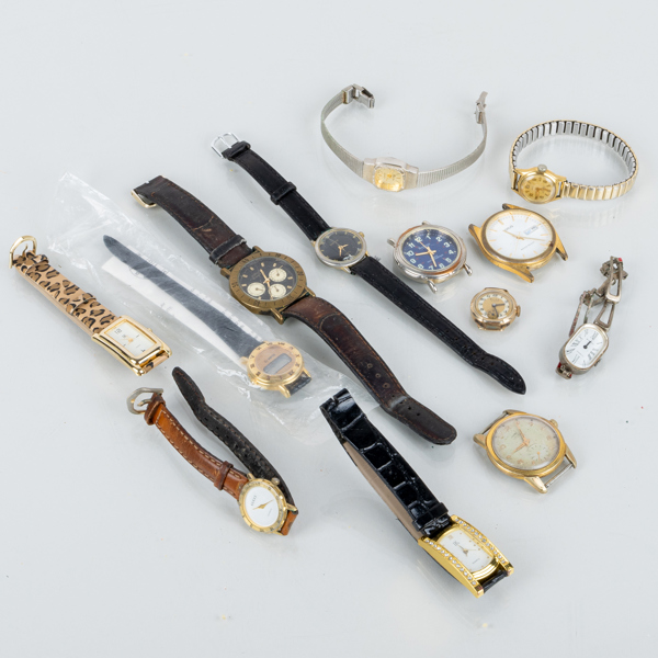 SAMLING ARMBANDSUR, 13 st, stål, bla IK, Shivas, Svalan, 1900-tal