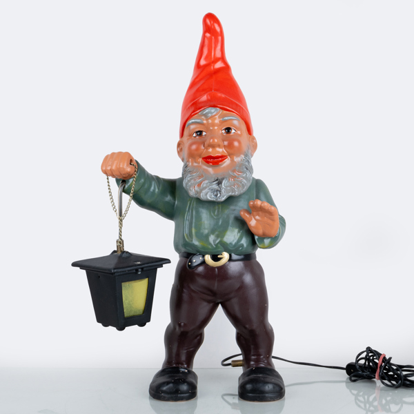  TOMTE med lykta, keramik, Heissner, Västtyskland, 1900-talets mitt