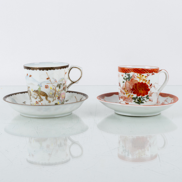 KOPPAR MED FAT, 2 st, risporslin, sannolikt Kina, 1800-tal