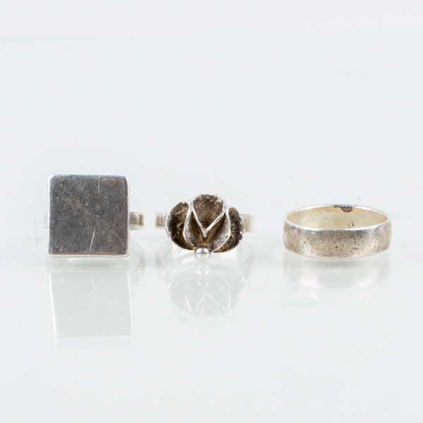 RINGAR, 3 st, sterlingsilver, bla Theresia Hvorslev