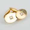 SKJORTKNAPPAR, 1 par, 18k guld, med gammalslipade diamanter, sannolikt Einar Bohin Linköping, 1900-talets mitt