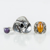 RINGAR, 3 st, silver och metall, 1900-tal