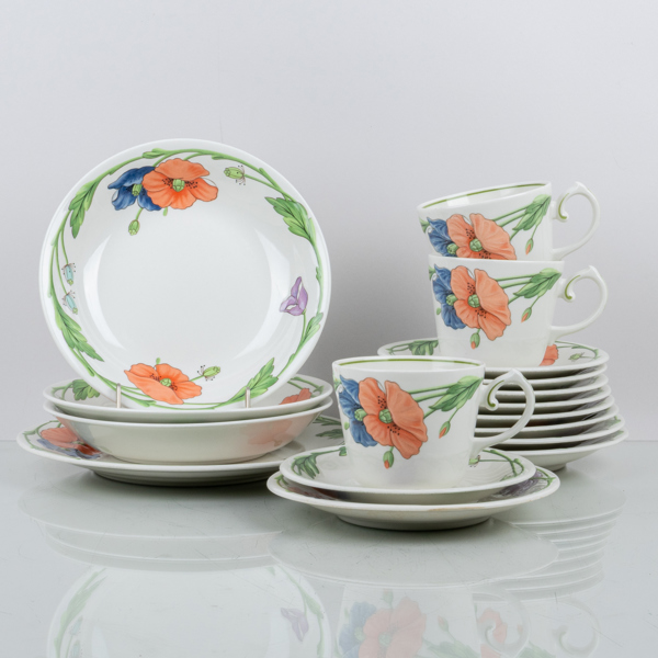 SERVISPORSLIN, 7 del, porslin, "Amapola", Villeroy & Boch, 1900-talets andra hälft