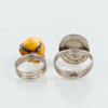 RINGAR, 2 st, sterlingsilver, bla med bärnsten Trelleborg 1972