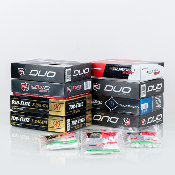 SAMLING GOLFBOLLAR OCH PEGGAR, bla Duo Soft, Titleist, Top Flite