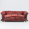 SOFFA, Chesterfield, rött skinn, 1900-talets andra hälft