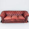 SOFFA, Chesterfield, rött skinn, 1900-talets andra hälft