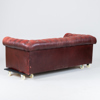 SOFFA, Chesterfield, rött skinn, 1900-talets andra hälft