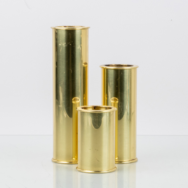 STAFFAN ENGLESSON, 3 st ljusstakar, mässing, "Cylinder 2000", för Engelsson
