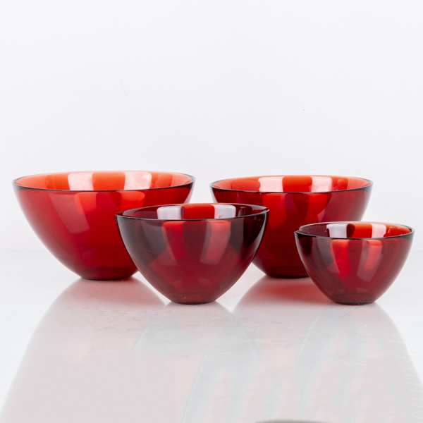 SKÅLAR, 4 st, glas, Fuga, Orrefors, 1900-talets mitt