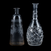 KARAFFER, 2 st, glas, bla "Svalan och rosen", 1900-tal