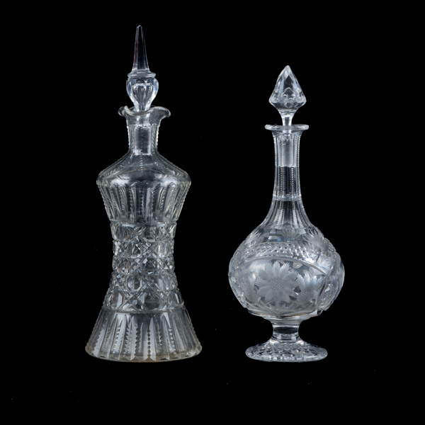 KARAFFER, 2 st, glas, 1800-/1900-tal
