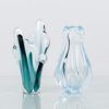 VASER, 2 st, glas, bla Coquille Flygsfors, 1900-talets mitt