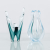 VASER, 2 st, glas, bla Coquille Flygsfors, 1900-talets mitt
