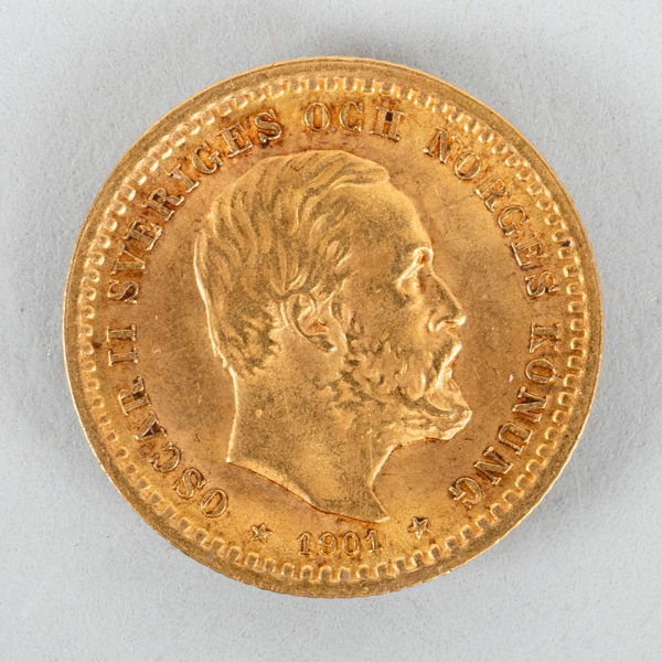 GULDMYNT, Oscar II Sverige och Norges konung, "5 kronor", 1901