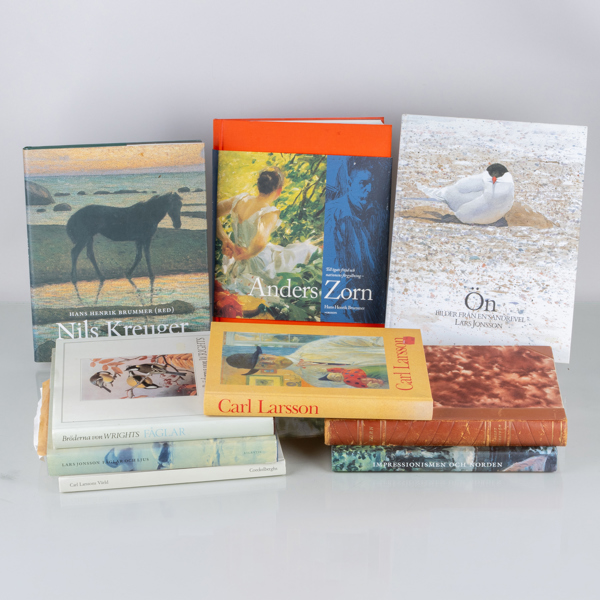 SAMLING KONSTLITTERATUR, bla om Nils Kreuger och Anders Zorn, 1900-/2000-tal