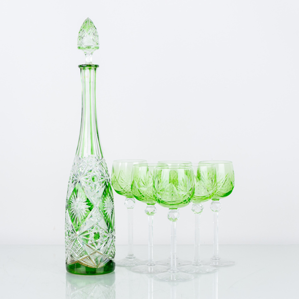 KARAFF SAMT VINGLAS, 7 del, glas, 1900-tal