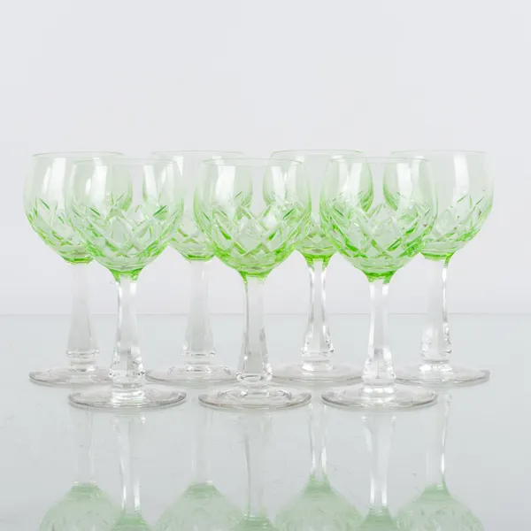 VITVINSGLAS, 8 st, glas, 1900-talets första hälft