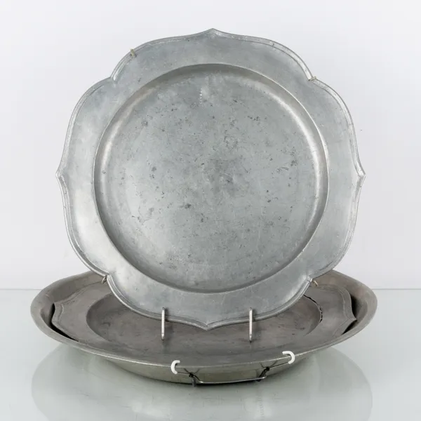 FAT OCH SKÅLFAT, 3 st, tenn, bla rokoko, 1700-tal