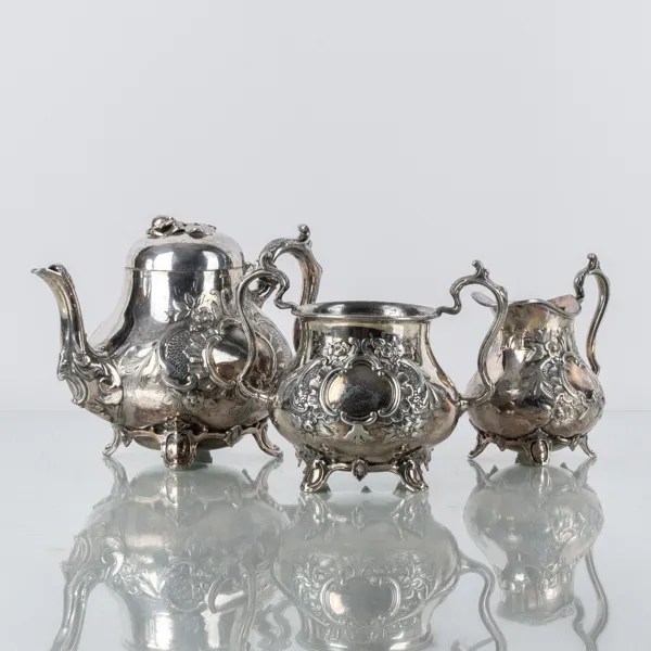 KAFFESERVIS, 3 del, nysilver, England, 1900-talets första hälft