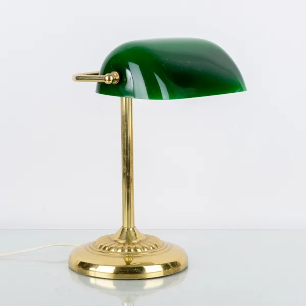 SKRIVBORDSLAMPA, mässing och glas, 1900-/2000-tal