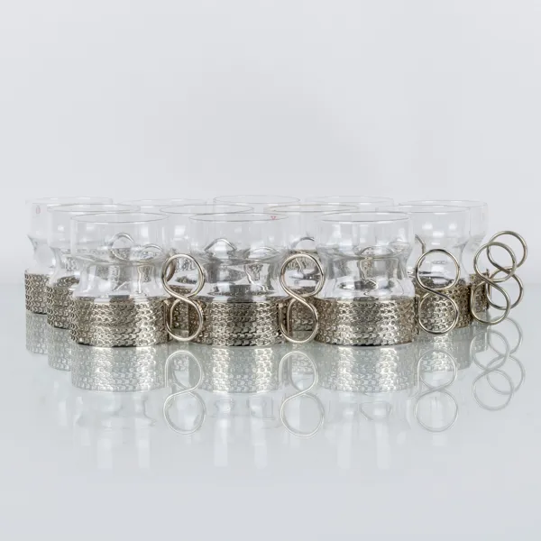 TIMO SARPANEVA, 12 st glas med hållare, "Tsaikka", Iittala, Finland