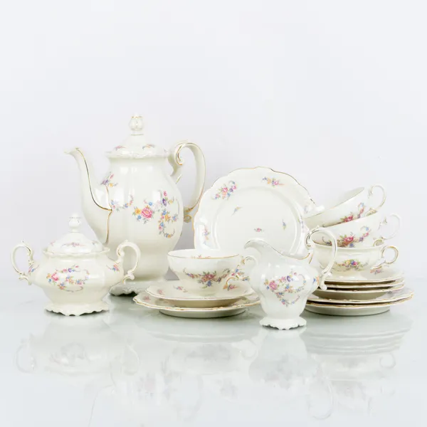 KAFFESERVIS, 11 del, porslin, "Pompadour", Rosenthal, 1900-talets mitt