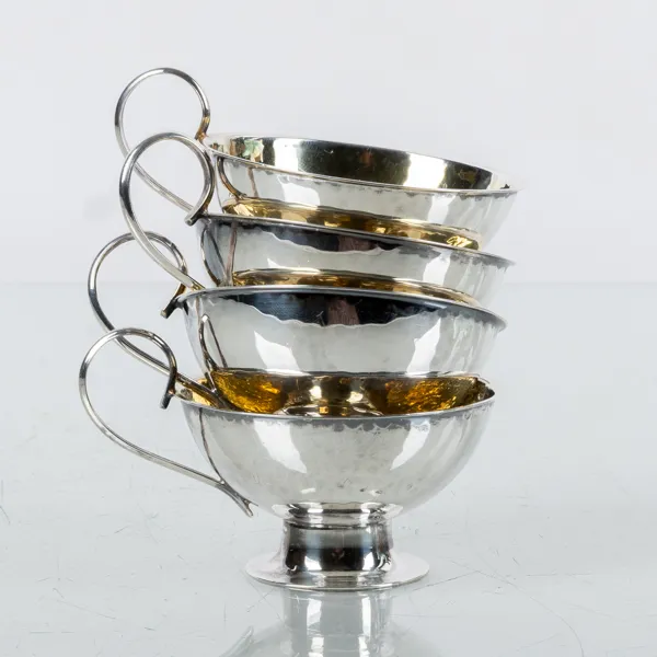 PUNCHMUGGAR, 4 st, silver, GAB, Stockholm, 1973