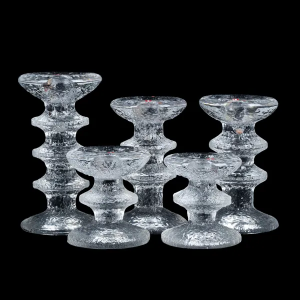 TIMO SARPANEVA, 5 st, ljusstakar, glas, "Festivo", Iittala, Finland